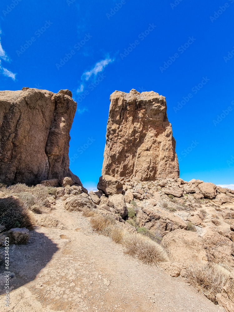 Fototapeta premium Gran Canaria. Hiking to the Roque Nublo Rock Formation.