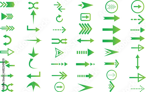 Arrow icon big sets collection of black ,green and stroke line vector illustration. photo