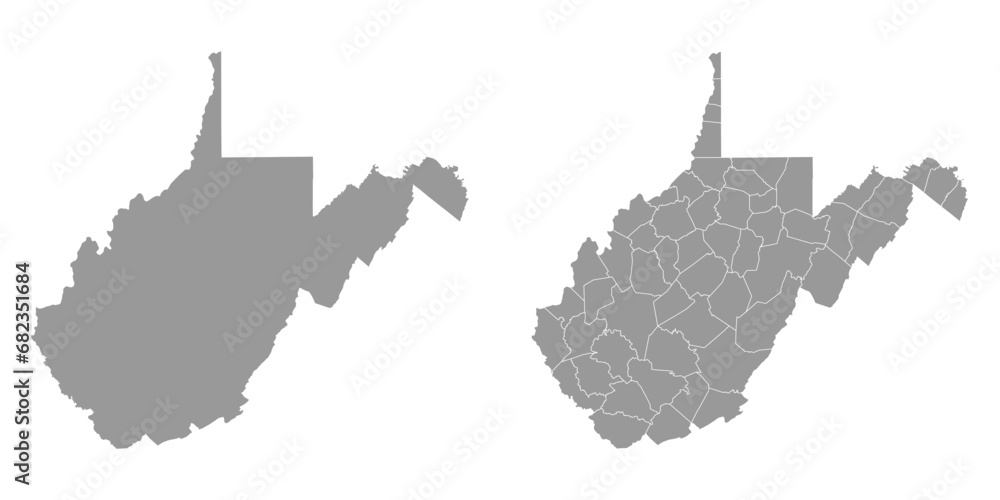 West Virginia state gray maps. Vector illustration. - obrazy, fototapety, plakaty 