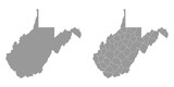 West Virginia state gray maps. Vector illustration.