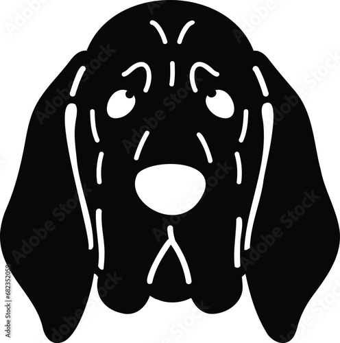 Simple and adorable Bloodhound dog silhouette front head