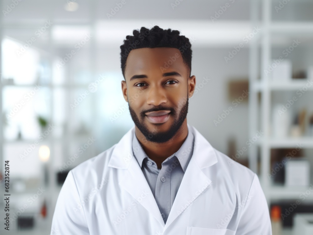 Confident Smiling Black Doctor Poses for Generative AI Stock Image Confident Smiling Black Doctor Poses for Generative AI Stock Image
