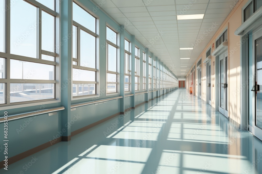 Empty Corridors and Open Spaces with Large Windows for a Feeling of Relief