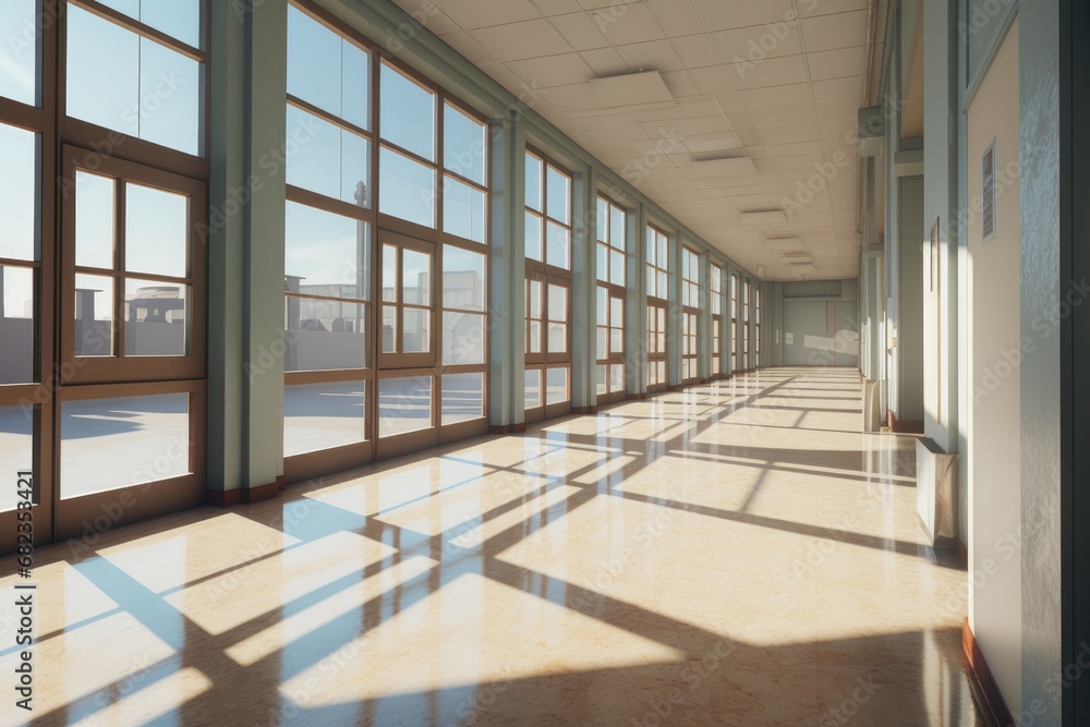 Spacious Empty Corridors and Open Spaces with Expansive Windows
