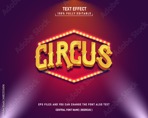 Circus show, editable text effect template, retro vintage font style