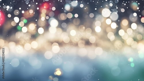 Abstract blurred lights background with a bokeh effect in cool tones, suitable for festive or magical Christmas and New Year themes