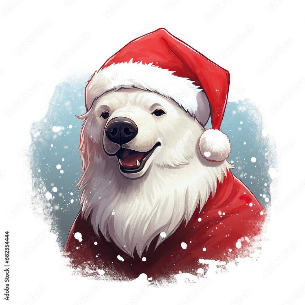 Cute Polar Bear with Santa Hat Graphic Cute Polar Bear with Santa Hat Graphic