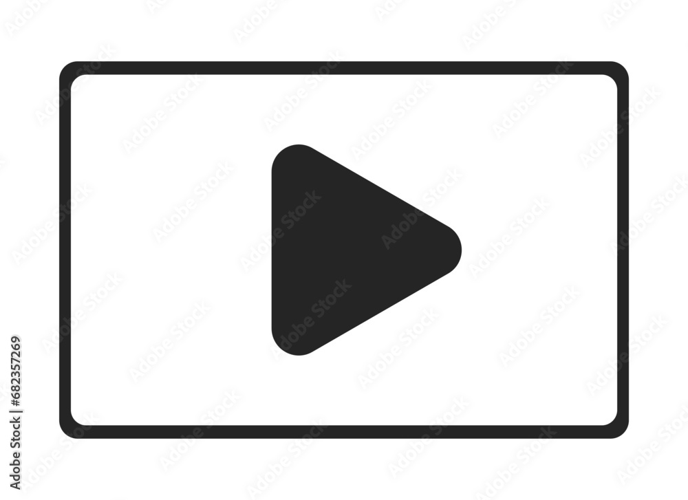 Video player black and white 2D line cartoon object. Video play button isolated vector outline item. Videoplayer service watching. Streaming platform application monochromatic flat spot illustration Video player black and white 2D line cartoon object. Video play button isolated vector outline item. Videoplayer service watching. Streaming platform application monochromatic flat spot illustration