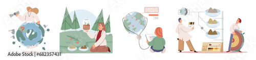Earth care. Vector illustration. Earth care reminds us interconnectedness all living beings Climate change poses threat to delicate balance our planet Saving planet necessitates urgent actions