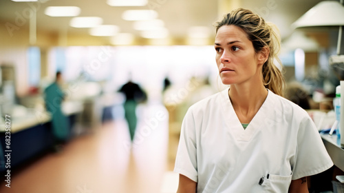 infirmière en blouse blanche dans les locaux d'un hôpital photo
