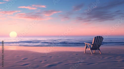 A tranquil empty beach at dawn ready for a summer product placement  AI generated illustration © ArtStage