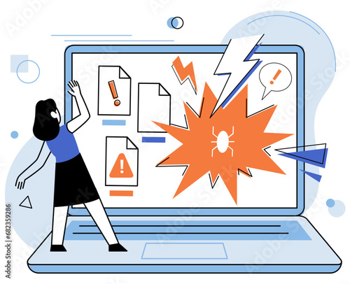 Industrial cyber security. Vector illustration. The protection and safety technology are paramount in industrial sector Businesses rely on robust security measures to mitigate risk cyber attacks
