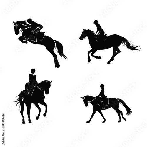 horseman silhouette icon set, eps 10 vector design