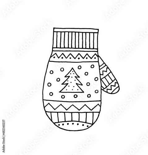 Mitten, illustration for coloring