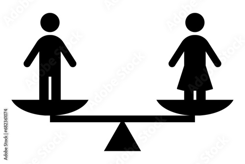 男女の天秤のシルエット