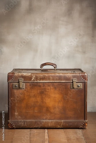 A vintage empty leather suitcase ready to be filled AI generated illustration