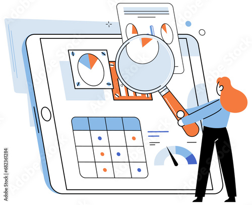 Key metrics. Vector illustration. Analysis key metrics helps identify trends and patterns The key metrics concept underlines significance tracking and analyzing performance indicators Data-driven