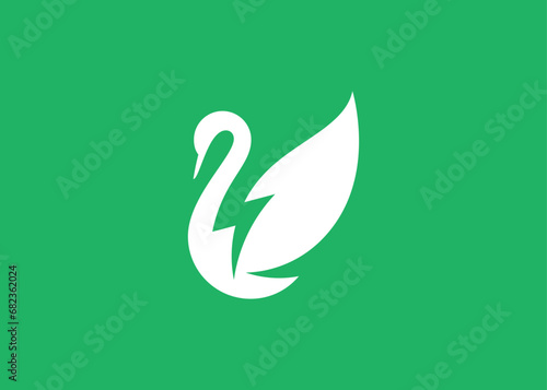 Fototapeta Naklejka Na Ścianę i Meble -  Modern minimal logo design depicting a swan with a bolt - logo design