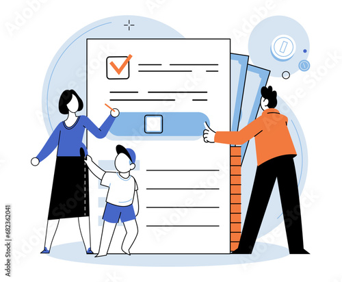 Child benefit. Vector illustration. The governments aid acts as assistant to families who require child-related financial support Child benefits serve as aide in alleviating financial burden