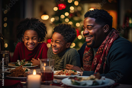 African American family enjoying a festive holiday dinner creating an atmosphere of joy celebration and love