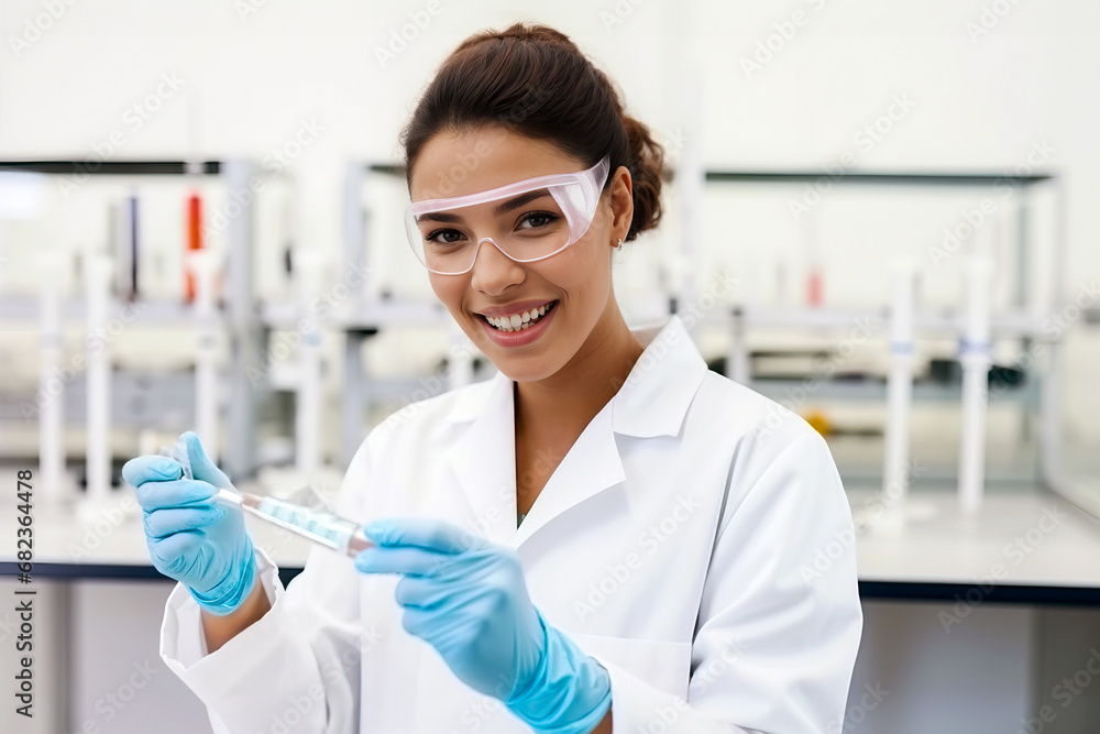 Scientist Examining Molecular Model Scientist Examining Molecular Model