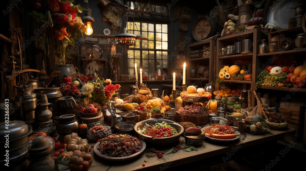   Thanksgiving dinner photorealistic hyperrealistic 8K hyperrealism image,Thanksgiving Day, thanksgiving food
