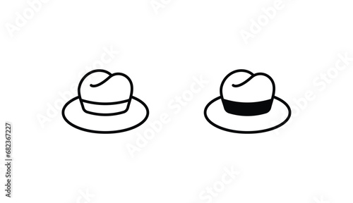 Fedora Hat icon design with white background stock illustration
