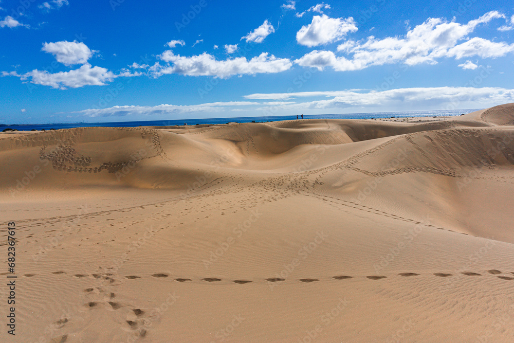 Gran Canaria Maspalomas. Shot from the Dunes with Sand and Sun and the Beach. Gran Canaria Maspalomas. Shot from the Dunes with Sand and Sun and the Beach.