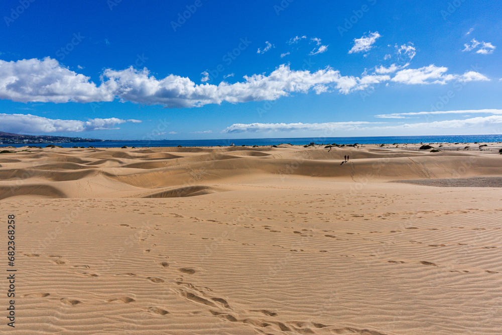 Gran Canaria Maspalomas. Shot from the Dunes with Sand and Sun and the Beach. Gran Canaria Maspalomas. Shot from the Dunes with Sand and Sun and the Beach.