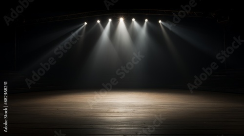 An empty stage with a single spotlight focusing on the center  AI generated illustration photo