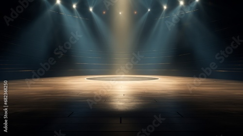 An empty stage with a single spotlight focusing on the center AI generated illustration