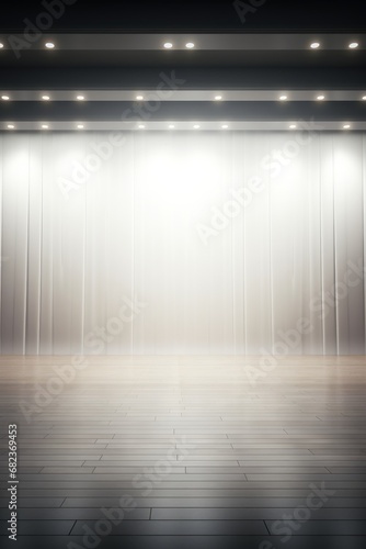 An empty white theater stage with soft lighting AI generated illustration