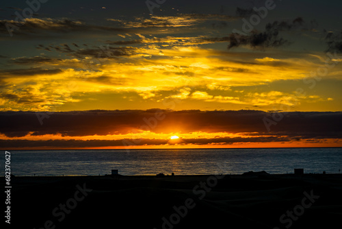 Sunrise over the Atlantic Ocean. Shot from the Dunes of Maspalomas Gran Canaria © Sharidan