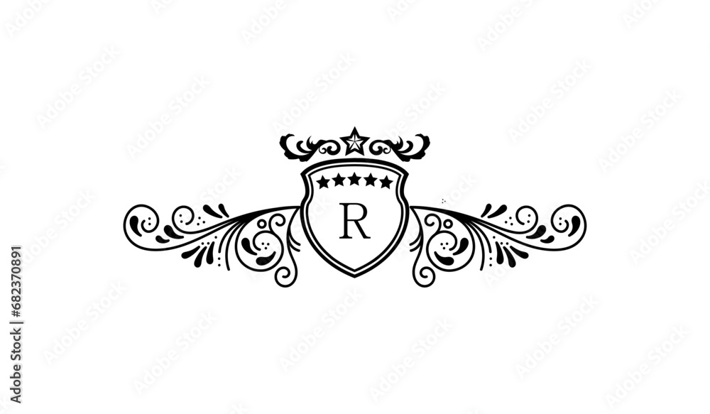 Luxury Crown Leaves Logo R