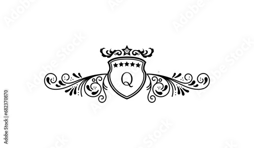 Luxury Crown Leaves Logo Q