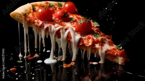 Fresh Italian classic original Pepperoni Pizza slice isolated on white background
