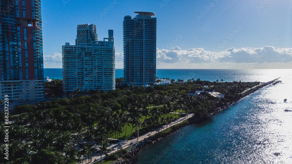 Aerial view of south miami beach in florida, usa in a sunny day