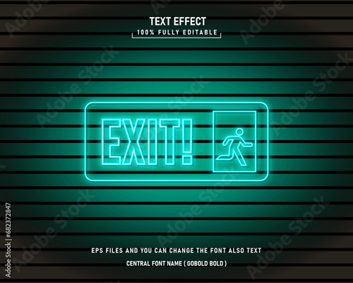 Exit neon light editable text effect
