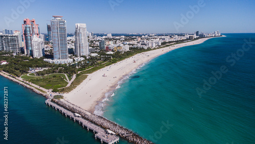 aerial view of beach south miami florida usa
