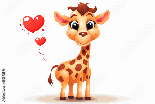 cute giraffe character love theme
