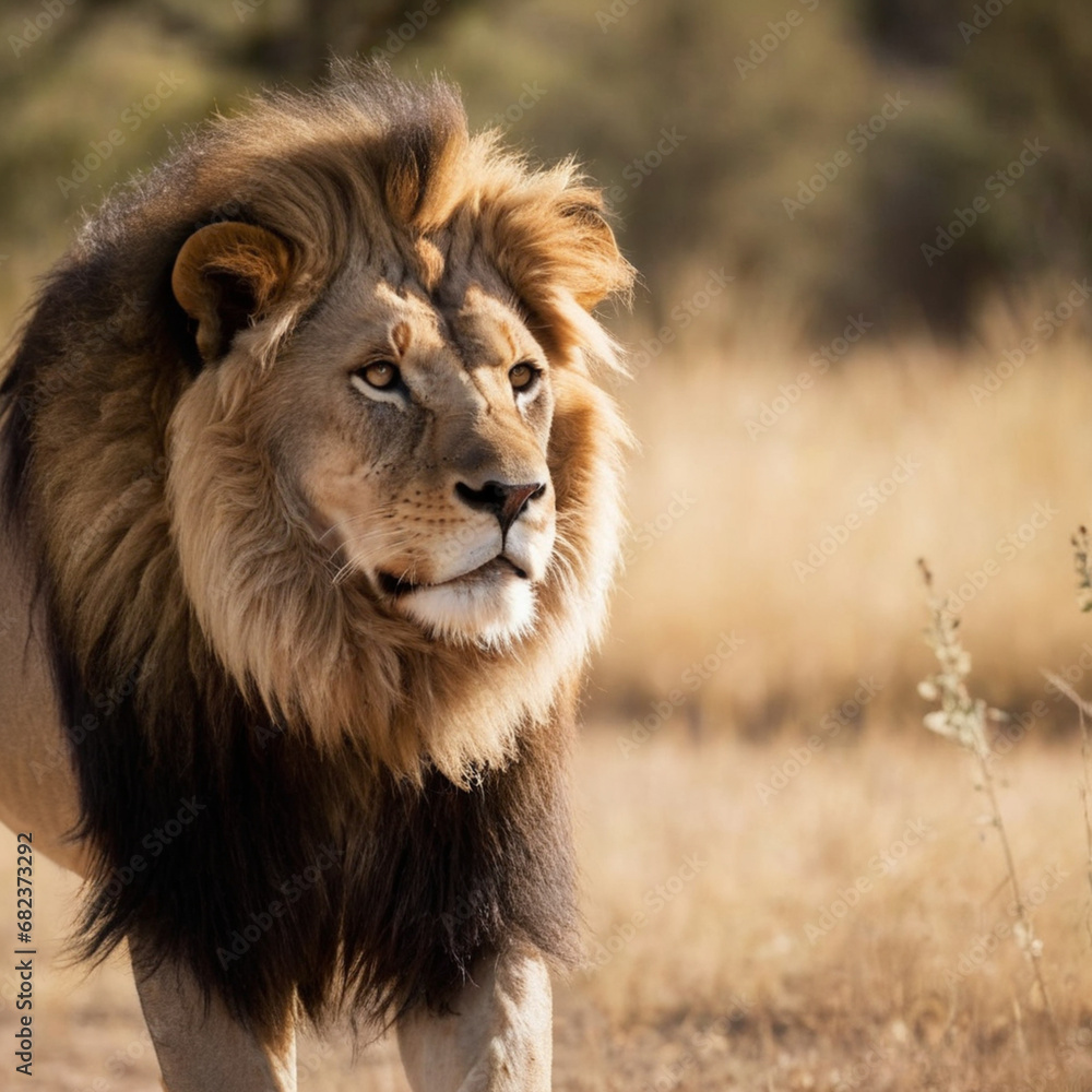 Royal Watch: A Lion Observing and Attentive
(Vigilância Real: Um Leão Observador e Atento)