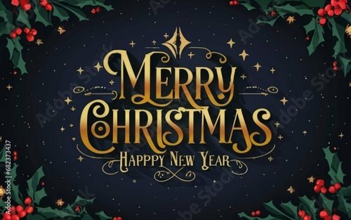 Merry christmas and happy new year generated by ai