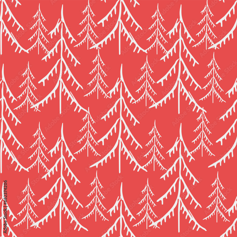 Seamless christmas tree pattern. New year background. Doodle illustration with christmas tree Seamless christmas tree pattern. New year background. Doodle illustration with christmas tree