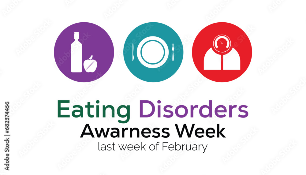 Vector illustration on the theme of National Eating disorders and screening week observed each year during February.banner, Holiday, poster, card and background design. Vector illustration on the theme of National Eating disorders and screening week observed each year during February.banner, Holiday, poster, card and background design.