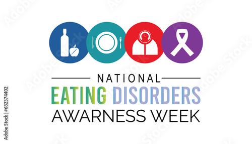 Vector illustration on the theme of National Eating disorders and screening week observed each year during February.banner, Holiday, poster, card and background design.