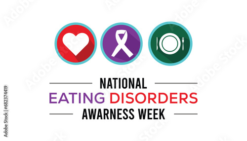 Vector illustration on the theme of National Eating disorders and screening week observed each year during February.banner, Holiday, poster, card and background design.