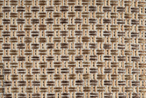 Texture of brown wicker furniture fabric. background matting cotton flap upholstery. CORFU fabric