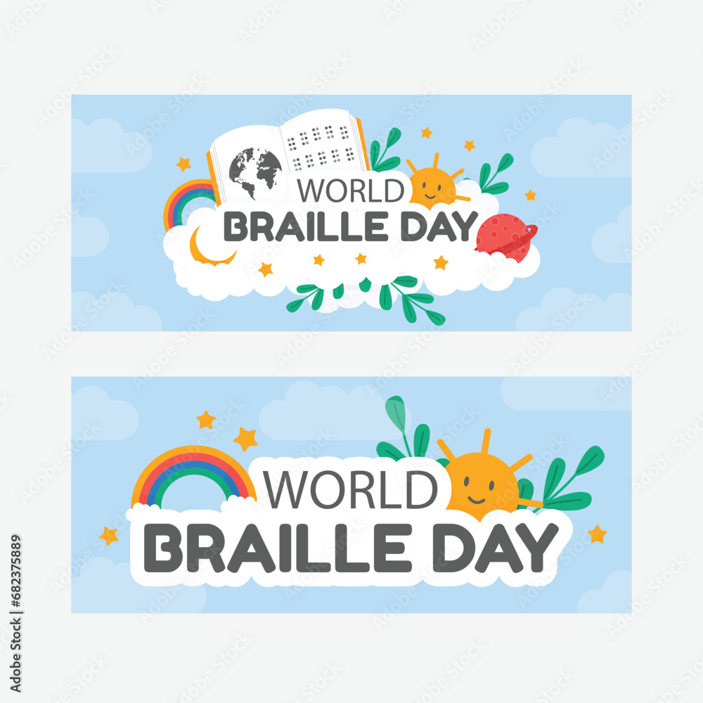 world braille day vector template and brochure design