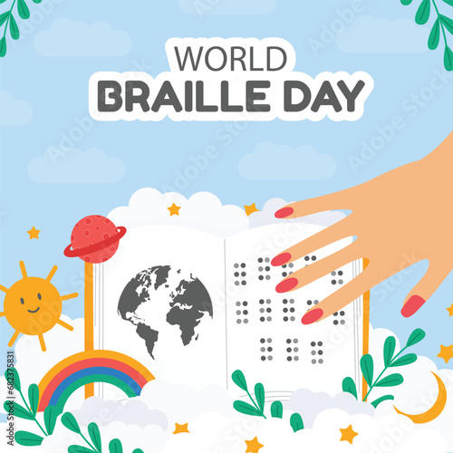 world braille day vector template and brochure design