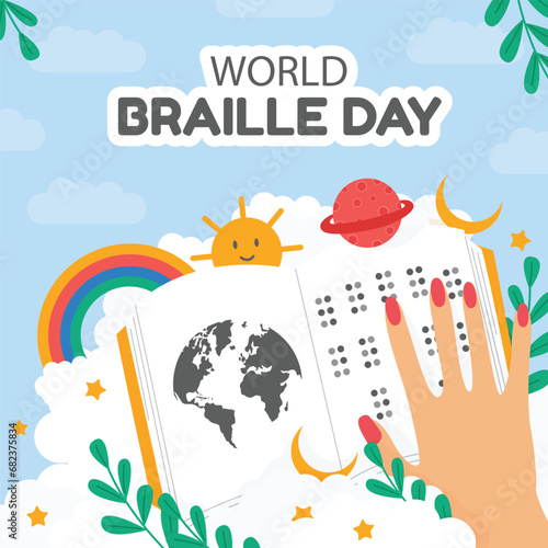 world braille day vector template and brochure design